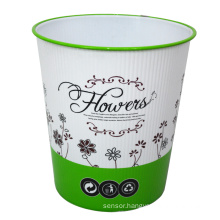 Plastic Flower Printed Open Top Garbage Bin for Home (B06-931H)